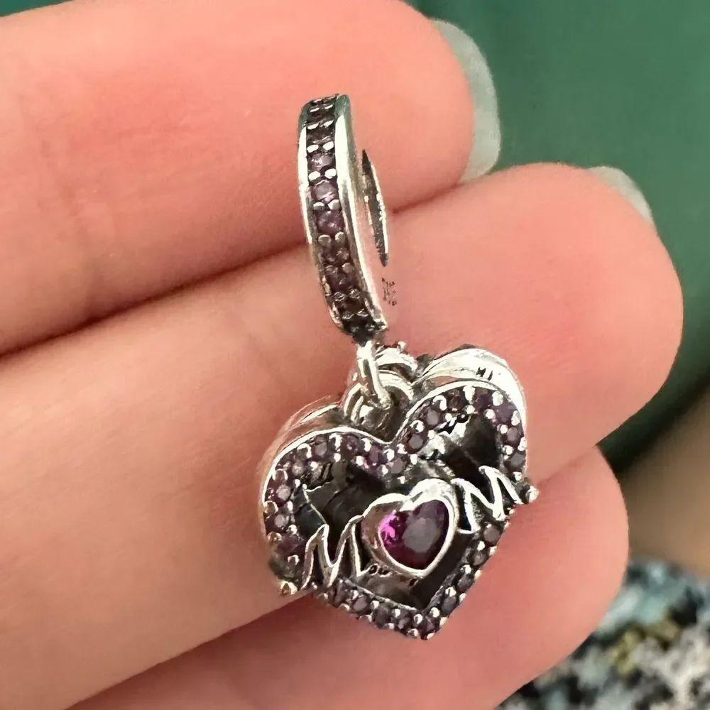 NWOT Mom Heart Pink Silver Pandora FIT Charm